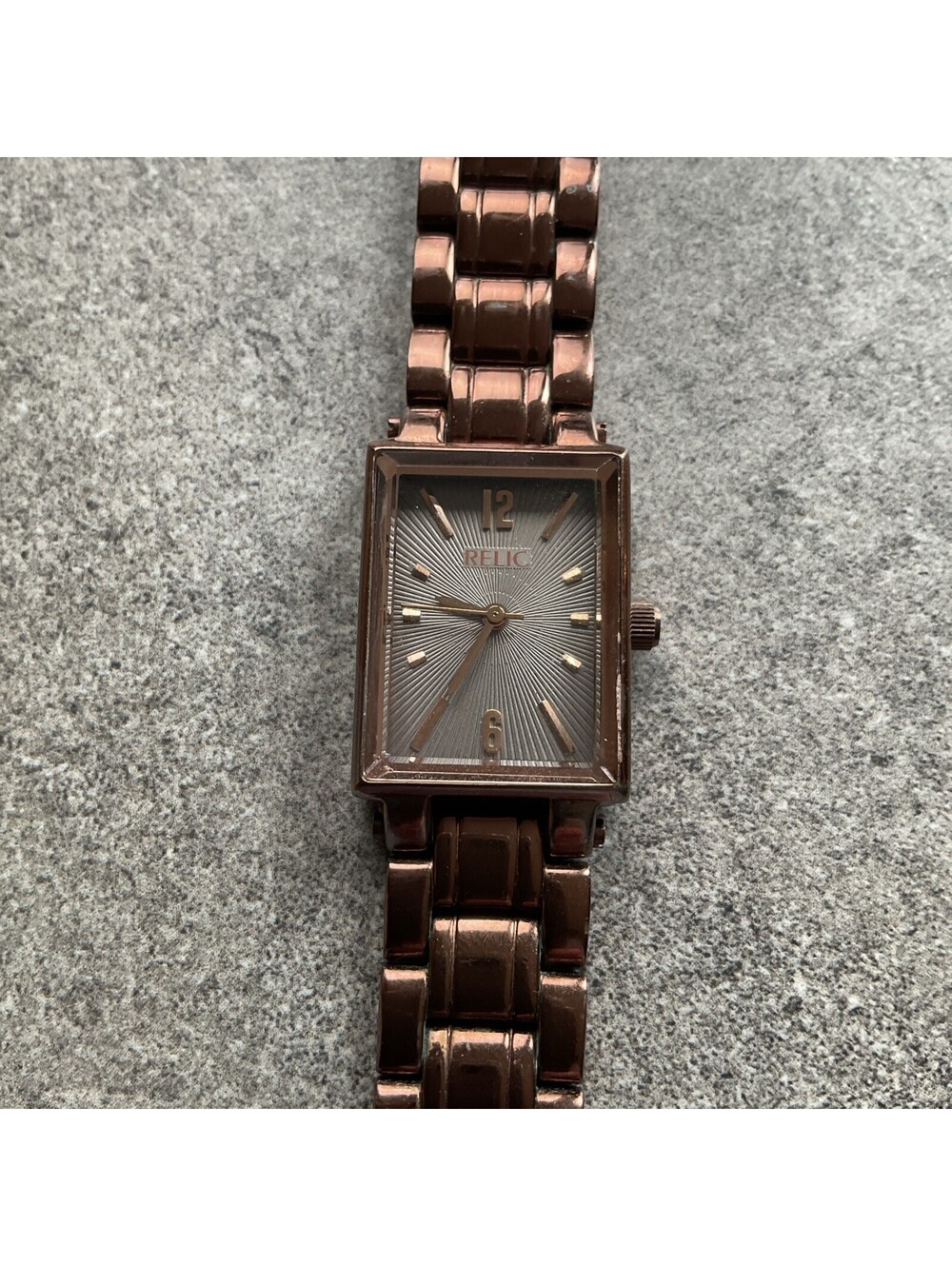 Relic Womens Tank Style Watch 19mm Bronze Tone Stainless Steel Case And Band D4